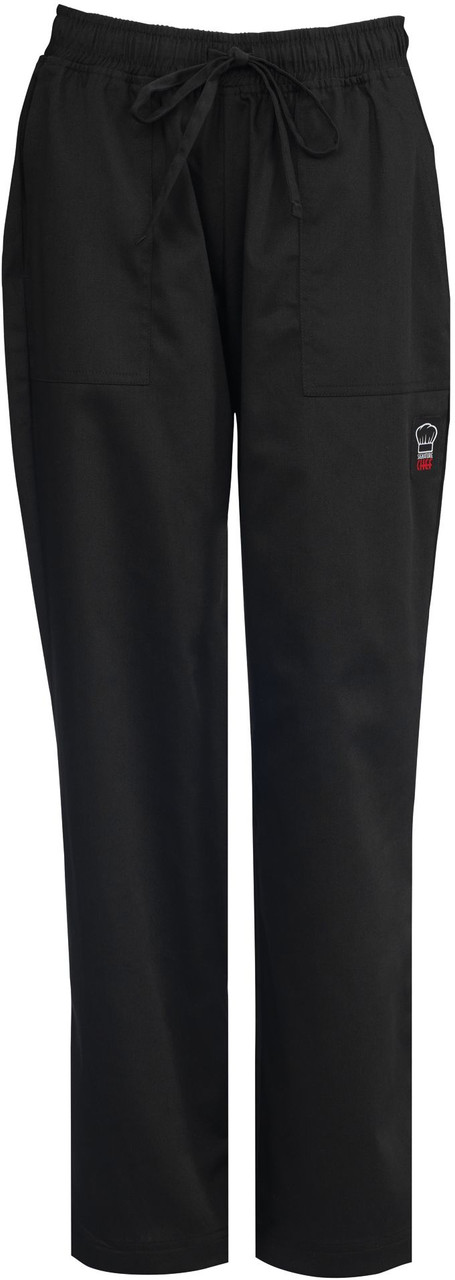 Winco UNF-8KM Medium Black Chef Pants