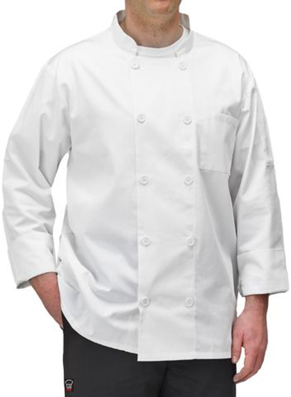 Winco UNF-5WL Large White Chef Jacket