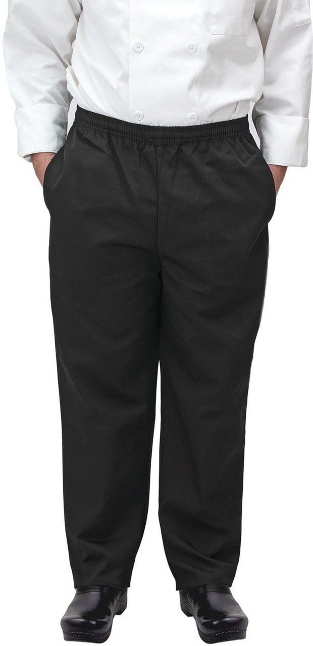 Winco UNF-2KXL X-Large Black Chef Pants - Relaxed Fit