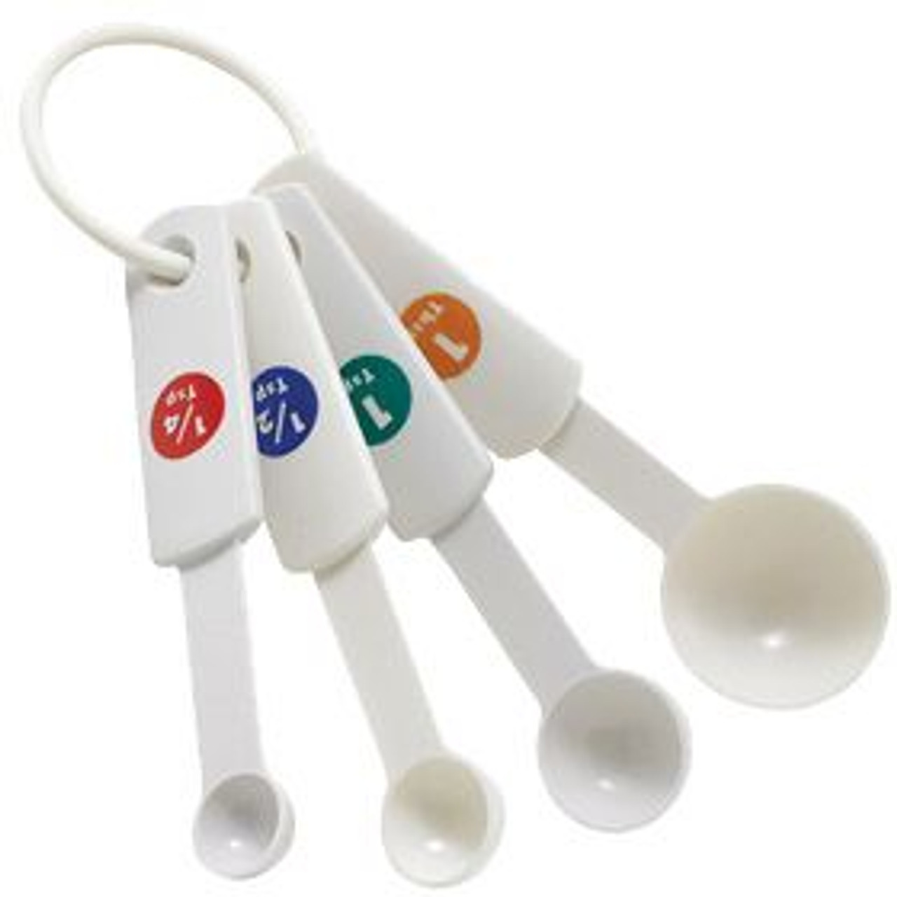 Winco MSPP-4 Measuring Spoons - 4 Piece White Plastic Set
