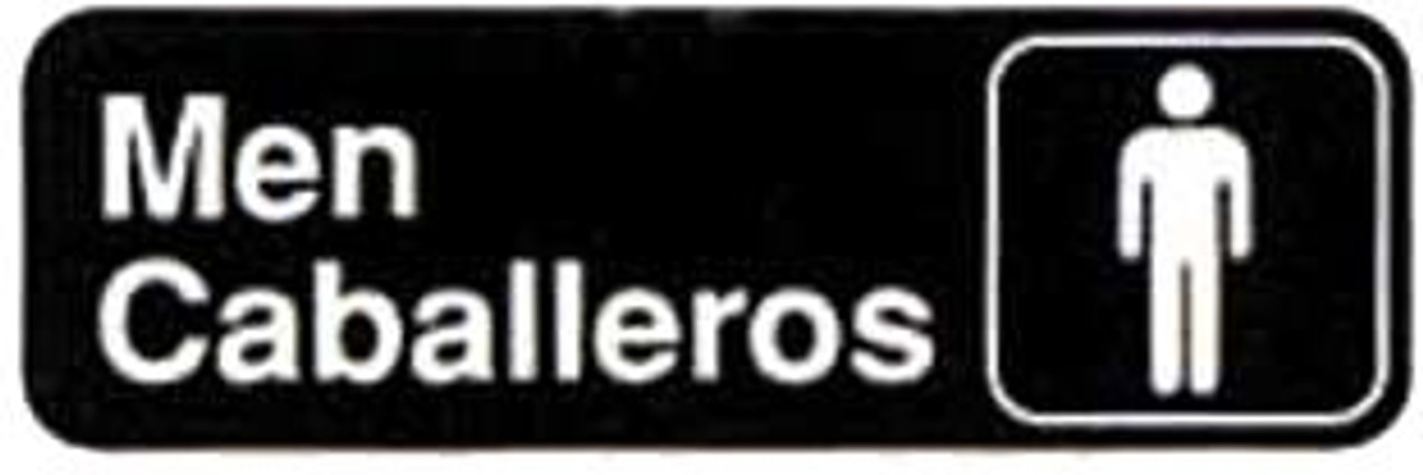 TableCraft 394566 3" x 9" Men/Caballeros Plastic Sign