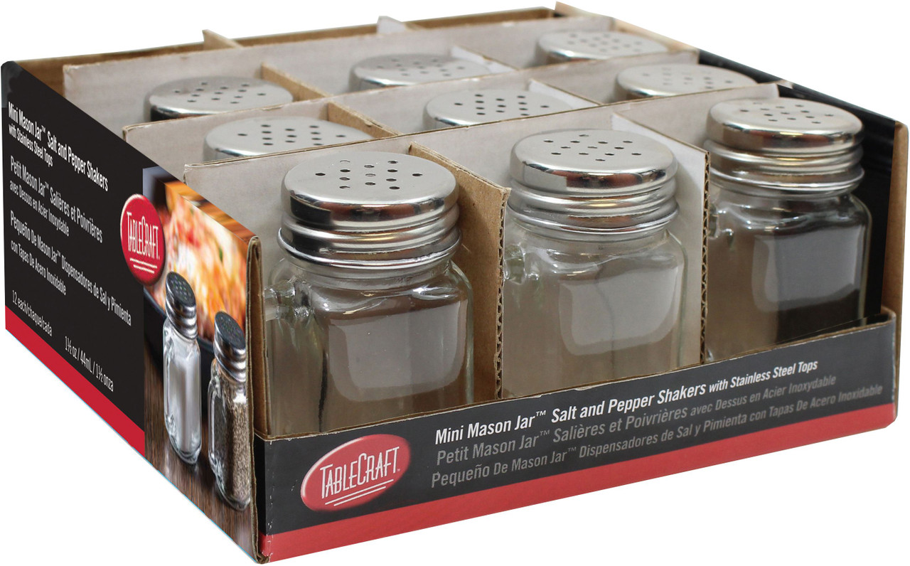 1.5 oz Mini Mason Jar Salt & Pepper Shakers (12 per pack)