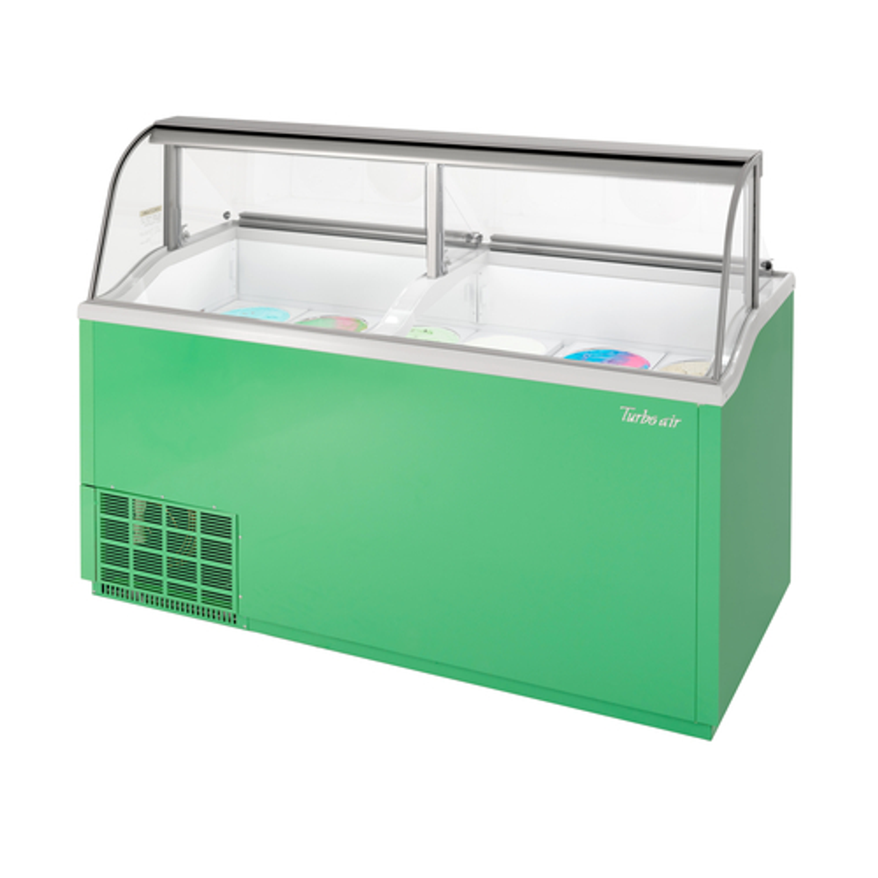 Turbo Air TIDC-70G-N 68" Ice Cream Dipping Cabinet- (12) 3 Gallon Tub Capacity + (8) In Storage -Green Exterior