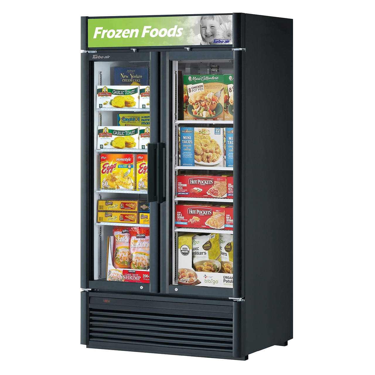 Turbo Air TGF-35SD-N 2 Section Merchandiser Freezer 28.44 Cu. Ft. - Super Deluxe Series