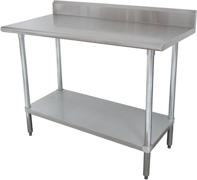 Advance Tabco KLAG-243-X 24" x 36" S/S Worktable - Backsplash w/ Undershelf Advance Tabco KLAG-243-X 24" x 36" S/S Worktable - Backsplash w/ Undershelf