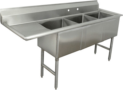 Advance Tabco FC-3-1818-18L-X 3 Compartment Sink - 18" L Drainboard Advance Tabco FC-3-1818-18L-X 3 Compartment Sink - 18" L Drainboard