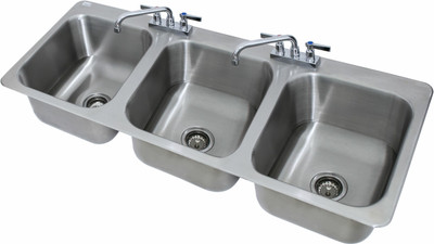 Advance Tabco DI-3-1410 3 Bay Drop-In Sink - 14" x 16" x 10" Bowls Advance Tabco DI-3-1410 3 Bay Drop-In Sink - 14" x 16" x 10" Bowls