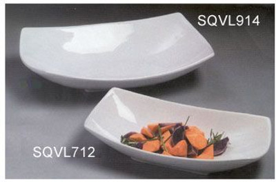 American Metalcraft SQVL712 Prestige 12" Squoval White Ceramic Bowl American Metalcraft SQVL712 Prestige 12" Squoval White Ceramic Bowl