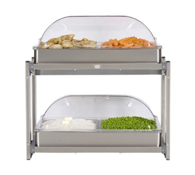 Cadco CMLB-24RT Multi Level Buffet Server with Clear Rolltop Cover Cadco CMLB-24RT Multi Level Buffet Server with Clear Rolltop Cover