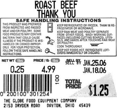 Globe E13 Ingredient Labels for GSP30A and GSP30B