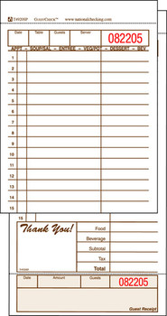 National Checking T4920 Guest Check - Tan - 2 Part  - 4.2" x 8.5"