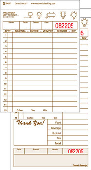 National Checking T4997SP Guest Check - 2 Part - Loose - 4.2" x 8.5"