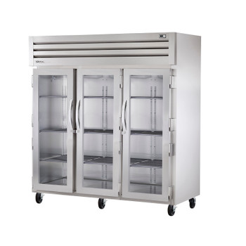 True Manufacturing STA3R-3G Spec Series 3 Section Refrigerator with Glass Doors - Aluminum Interior True Manufacturing STA3R-3G Spec Series 3 Section Refrigerator with Glass Doors - Aluminum Interior
