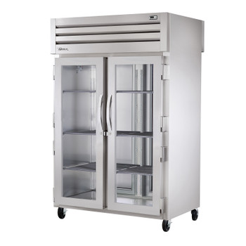 True Manufacturing STG2HPT-2G-2S Spec Series 2 Section Heated Pass Thru Cabinet with Glass Front and Solid Rear Doors - Aluminum Side True Manufacturing STG2HPT-2G-2S Spec Series 2 Section Heated Pass Thru Cabinet with Glass Front and Solid Rear Doors - Aluminum Side