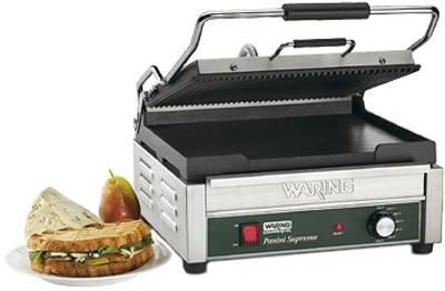 Waring WDG250 Panini Grill - Ribbed Top and Flat Bottom Waring WDG250 Panini Grill - Ribbed Top and Flat Bottom