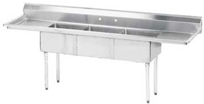 Advance Tabco FE-3-2424-24RL-X 120" 3 Compartment Sink - 24" R&L Drainbd Advance Tabco FE-3-2424-24RL-X 120" 3 Compartment Sink - 24" R&L Drainbd