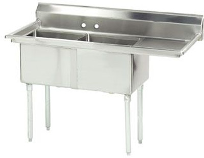 Advance Tabco FE-2-1812-18R-X 56.5" 2 Compartment Sink - 18"  R Drainbd Advance Tabco FE-2-1812-18R-X 56.5" 2 Compartment Sink - 18"  R Drainbd