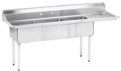 Advance Tabco FE-3-2424-24R-X 98.5" 3 Compartment Sink - 24" R Drainbd Advance Tabco FE-3-2424-24R-X 98.5" 3 Compartment Sink - 24" R Drainbd