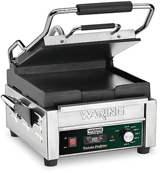 Waring WFG150T Tostato Perfetto Panini Grill - Small Flat Surface & Timer - 9 3/4" x 9 1/4" Waring WFG150T Tostato Perfetto Panini Grill - Small Flat Surface & Timer - 9 3/4" x 9 1/4"