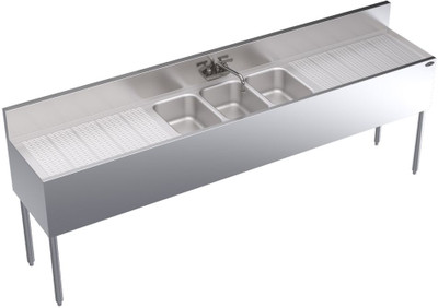 Krowne KR19-83C Three Compartment Underbar Sink with Left and Right Drainboards - 96" Krowne KR19-83C Three Compartment Underbar Sink with Left and Right Drainboards - 96"