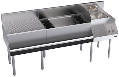 Krowne KR24-W72A-10 Royal Underbar Workstation with Sink, Ice Bin, and Drainboard - 72" Krowne KR24-W72A-10 Royal Underbar Workstation with Sink, Ice Bin, and Drainboard - 72"