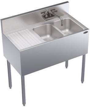 Krowne KR19-32R Two Compartment Underbar Sink with Right Drainboard - 36" Krowne KR19-32R Two Compartment Underbar Sink with Right Drainboard - 36"