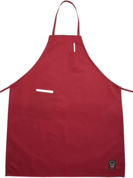 Winco BA-PRD Full Length Bib Apron - Red Winco BA-PRD Full Length Bib Apron - Red