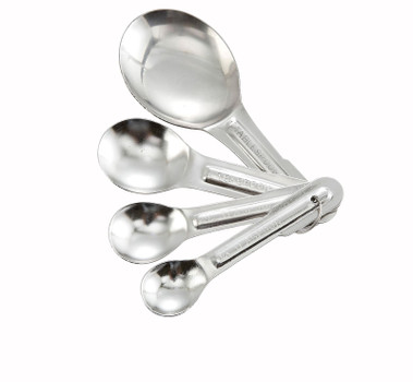 Tablecraft 722 4 Piece Stainless Steel Measuring Spoon Set, Heavyweight