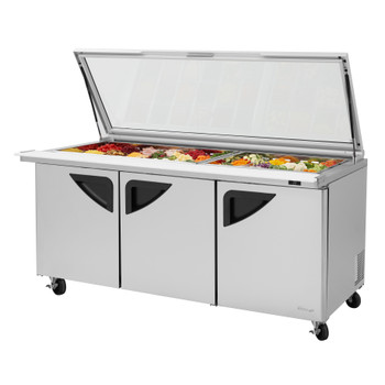 Turbo Air TST-72SD-30-N-GL 72" Mega Top Sandwich / Salad Unit (30) Pan - 23 Cu. Ft.- Super Deluxe Series Turbo Air TST-72SD-30-N-GL 72" Mega Top Sandwich / Salad Unit (30) Pan - 23 Cu. Ft.- Super Deluxe Series