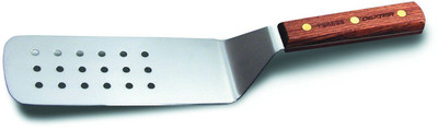 Dexter PS8698PCP 8" x 3" Perforated Turner with Rosewood Handle Dexter PS8698PCP 8" x 3" Perforated Turner with Rosewood Handle