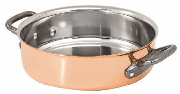 Matfer (374024) 9 1/2 Copper Saute Pan Brazier Without Lid