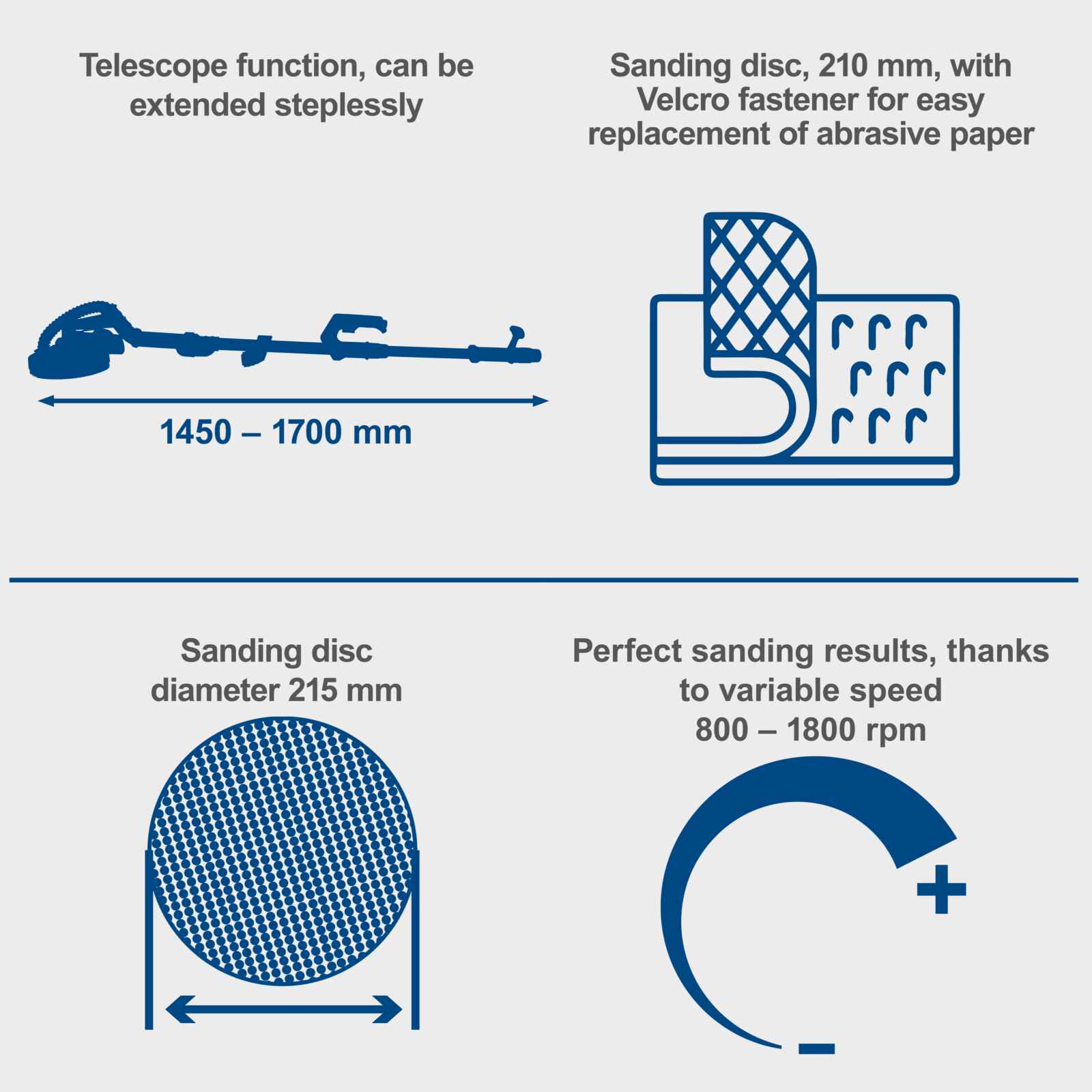 Telescopic, 210m Sanding Disc, Perfect  Sanding Resutls