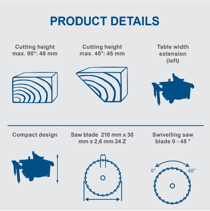 Product Details of the  Scheppach hs80 saw 3