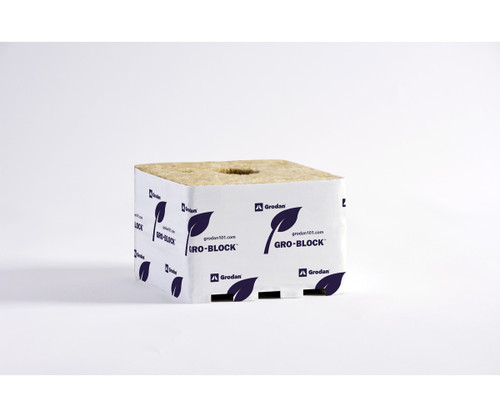 Grodan Gro-Block Improved Jumbo, 6" x 6" x 4" w/Hole, (qty 704 blocks loose on pallet)