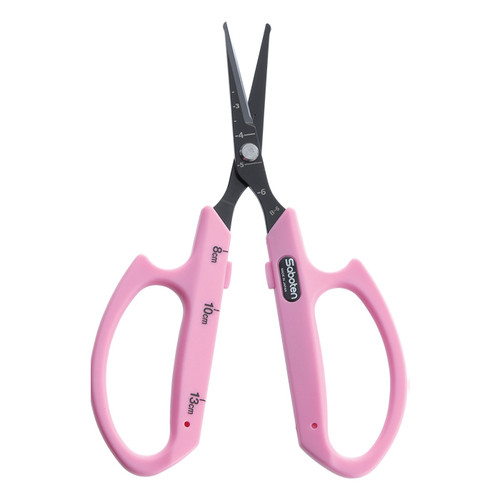 Saboten Fluorine Coated Round Tip Angled Blade Trimming Scissors Pink (PT-4) 6 pack