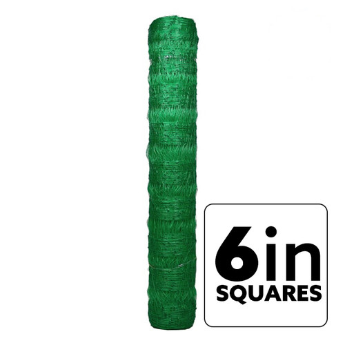 VineLine Durable Plastic Trellis Netting Green Roll 6.5ft x 1000ft w/ 6in Squares
