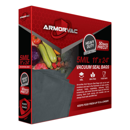 ArmorVac 11”x24” 5mil Precut Vacuum Seal Bags All Black (50 Pack) 2 pack
