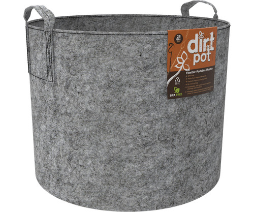 Dirt Pot Flexible Portable Planter, Grey, 25 gal, with handles – pack of 6