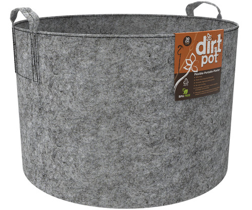 Dirt Pot Flexible Portable Planter, Grey, 30 gal, with handles – pack of 6