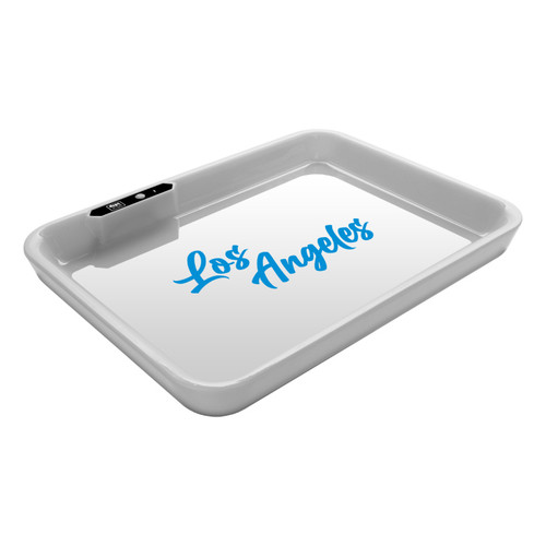 Dope Trays x Los Angeles - white background blue logo