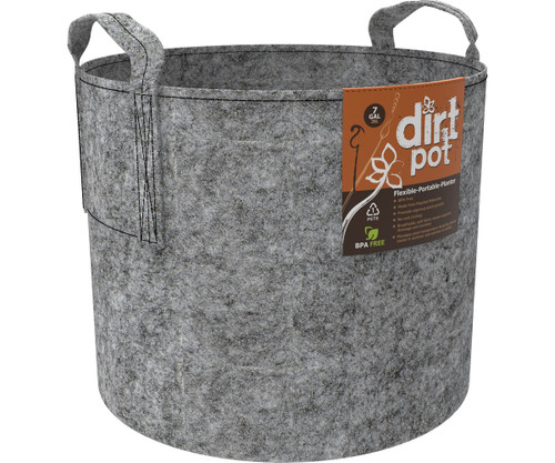 Dirt Pot Flexible Portable Planter, Grey, 7 gal, with handles