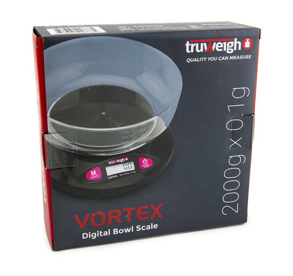 TRUWEIGH VORTEX DIGITAL BOWL SCALE 2000G X 0.1G - BLACK