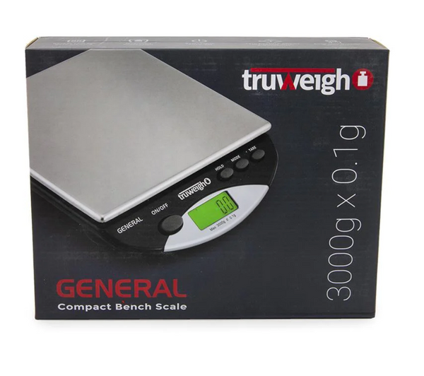TRUWEIGH GENERAL COMPACT BENCH SCALE 3000G X 0.1G - BLACK