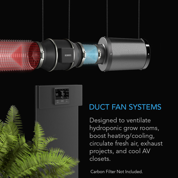 AC INFINITY CLOUDLINE T8, Quiet Inline Duct Fan System with Temperature and Humidity Controller, 8-Inch