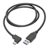 U428-003-CRA Cable Plug USB 10Gbps (USB 3.1, USB 3.x Gen 2, Superspeed+) A Male to C Male, Right Angle 3.00' (914.4mm) Unshielded
