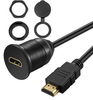 Car mount flush cable, HD MI Panel Cable, 1 Meter 3Ft/6ft HD MI Extension Dash, 1.5'' through hole mount requires 1-1/8'' (29mm) cutout, Gold Plated