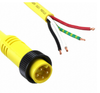 1300061002 Cable A-Size Single-Ended Cordset, 4 Poles, Male (Straight) to Pigtail, 16 AWG, Yellow PVC Cable, 3.66m (12.0') Length, 104002A01F120
