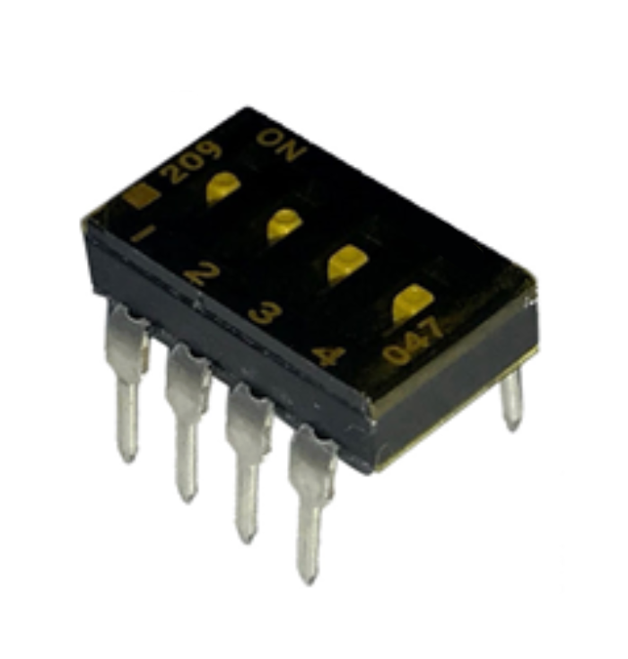 209-4LPST Dip Switch SPST 4 Position Through Hole Slide (Standard) Actuator 100mA 20VDC