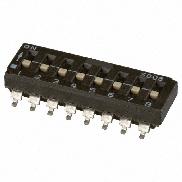 SD08H0SK Dip Switch SPST 8 Position Surface Mount Slide (Standard) Actuator 100mA 25VDC