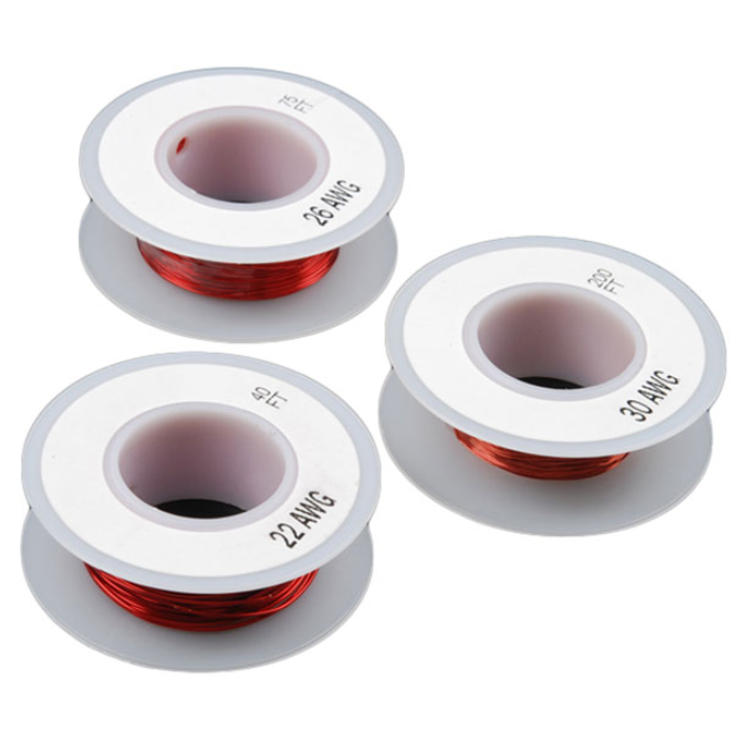 PRT-11363 Magnet Wire Kit 22 AWG, 26 AWG, 30 AWG Red, RoHs